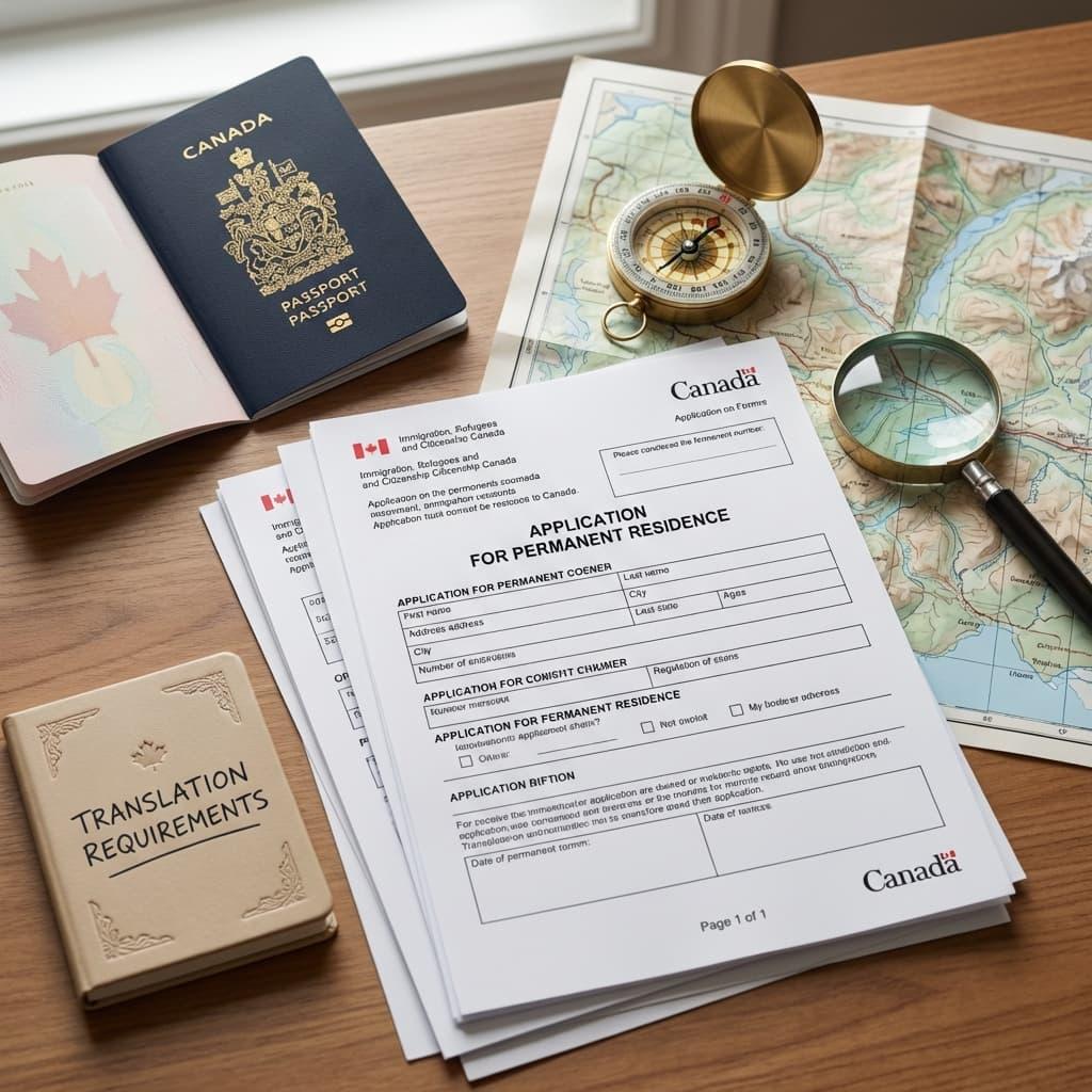des documents d'immigration canadienne préparés pour une demande de permis de travail